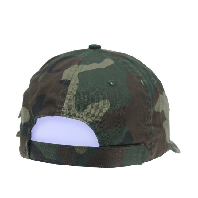 Zipper Pocket Washed Cotton Sandwich Camouflage Adjustable Baseball Cap