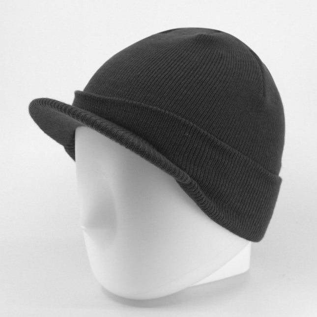 The Vintage Year Logo Plain Short Billed Knit Radar with Cuff Beanie