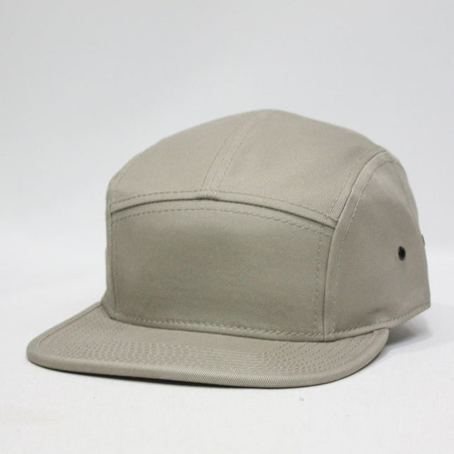 Solid Cotton Twill Square Flat Brim Adjustable 5 Panel Camper Cap