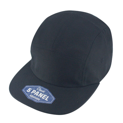 Classic 5 Panel Jockey Camper Cap — Cotton Canvas Flat Bill Unstructured