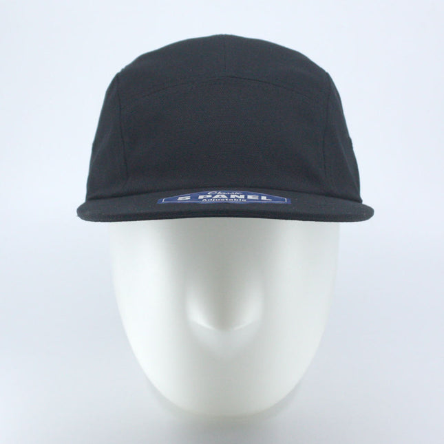 Classic 5 Panel Jockey Camper Cap — Cotton Canvas Flat Bill Unstructured