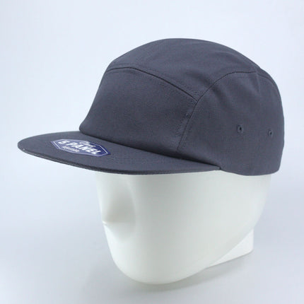 Classic 5 Panel Jockey Camper Cap — Cotton Canvas Flat Bill Unstructured