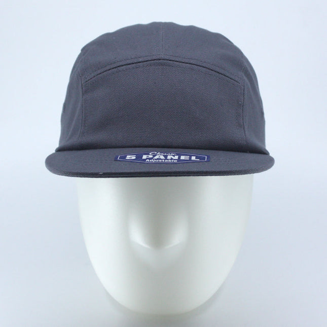 Classic 5 Panel Jockey Camper Cap — Cotton Canvas Flat Bill Unstructured