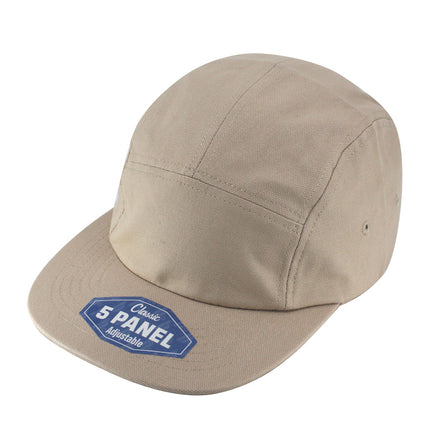 Classic 5 Panel Jockey Camper Cap — Cotton Canvas Flat Bill Unstructured