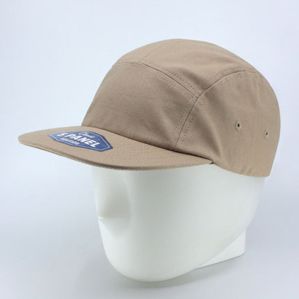 Classic 5 Panel Jockey Camper Cap — Cotton Canvas Flat Bill Unstructured