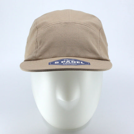 Classic 5 Panel Jockey Camper Cap — Cotton Canvas Flat Bill Unstructured