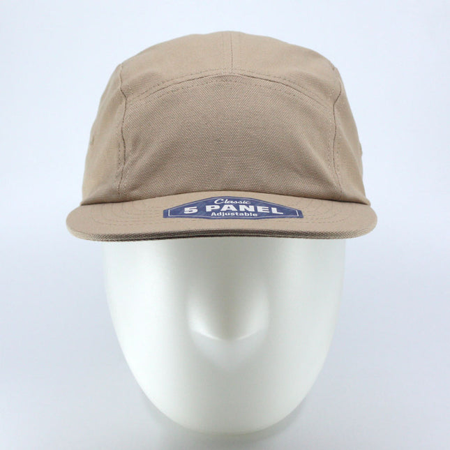 Classic 5 Panel Jockey Camper Cap — Cotton Canvas Flat Bill Unstructured
