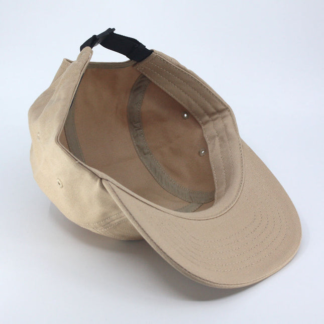 Classic 5 Panel Jockey Camper Cap — Cotton Canvas Flat Bill Unstructured