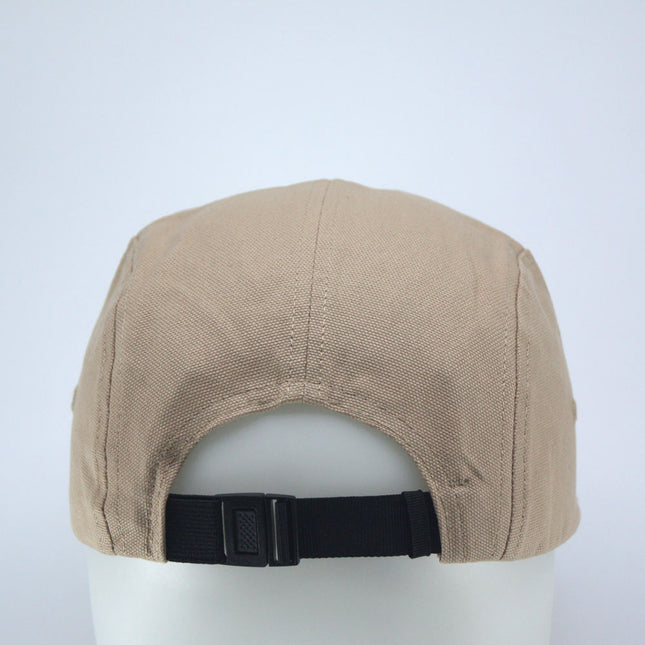 Classic 5 Panel Jockey Camper Cap — Cotton Canvas Flat Bill Unstructured
