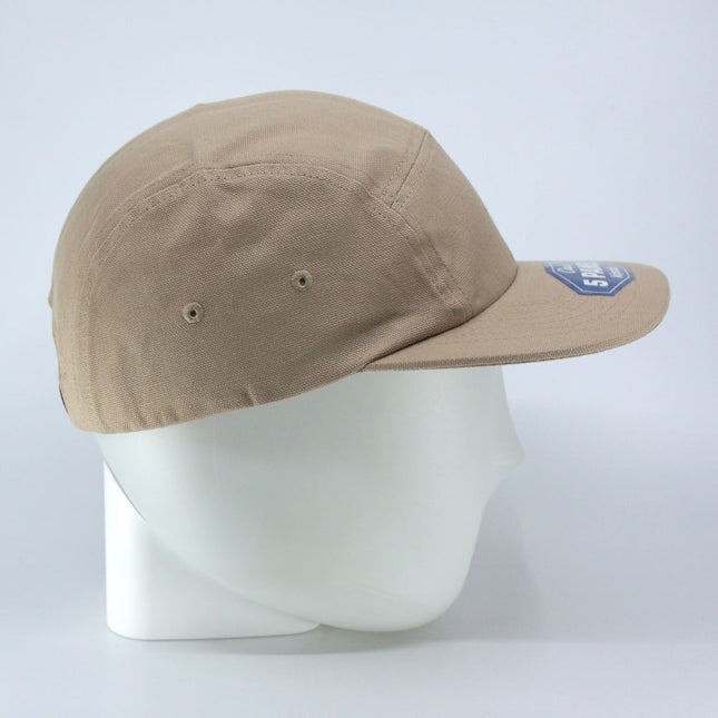 Classic 5 Panel Jockey Camper Cap — Cotton Canvas Flat Bill Unstructured