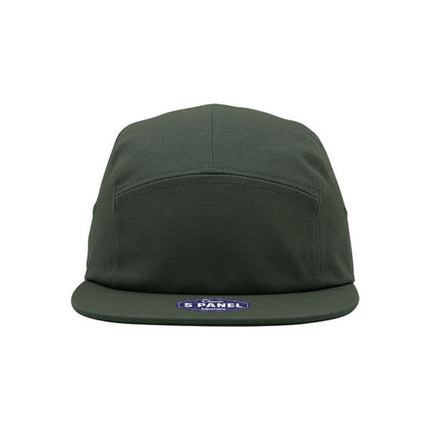 Classic 5 Panel Jockey Camper Cap — Cotton Canvas Flat Bill Unstructured