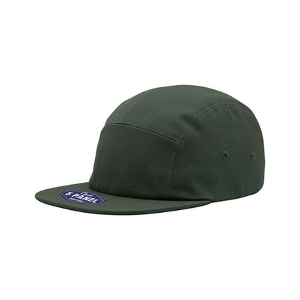Classic 5 Panel Jockey Camper Cap — Cotton Canvas Flat Bill Unstructured