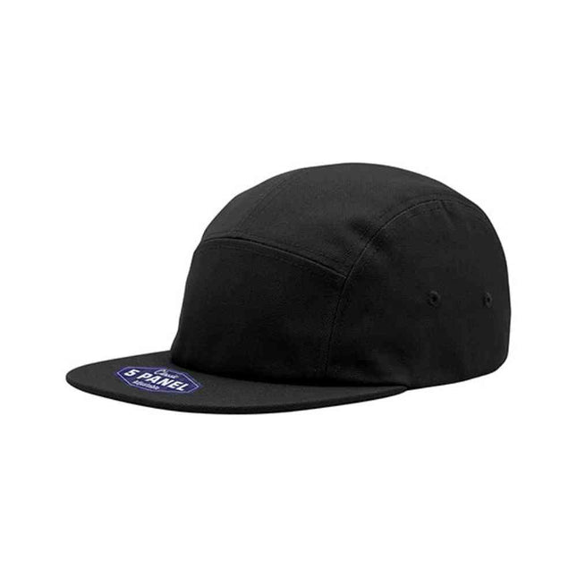Classic 5 Panel Jockey Camper Cap — Cotton Canvas Flat Bill