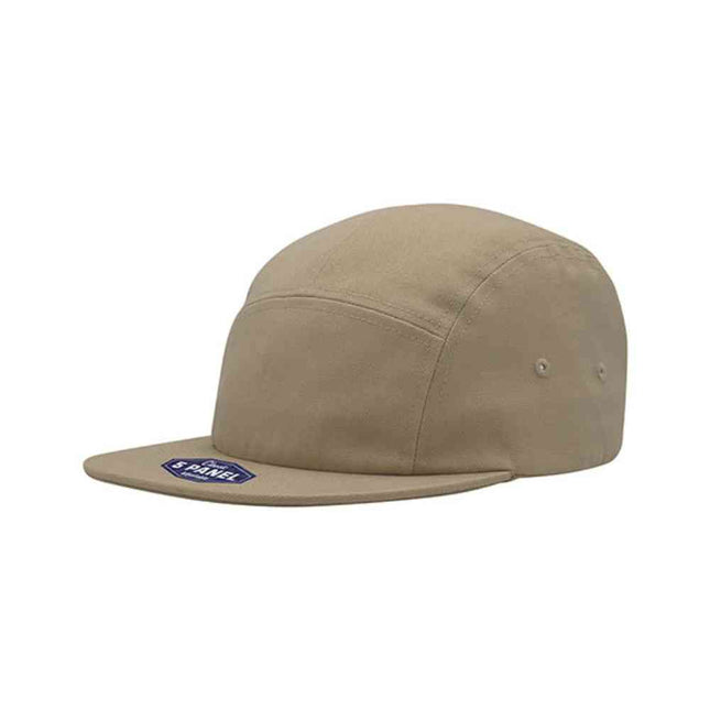 Classic 5 Panel Jockey Camper Cap — Cotton Canvas Flat Bill