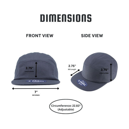 Classic 5 Panel Jockey Camper Cap — Cotton Canvas Flat Bill Unstructured