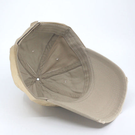 Low Profile Washed Cotton Twill Distressed Baseball Cap Tea Stained Vintage Dad Hat with Frayed Bill & Adjustable Strap