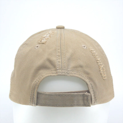 Low Profile Washed Cotton Twill Distressed Baseball Cap Tea Stained Vintage Dad Hat with Frayed Bill & Adjustable Strap