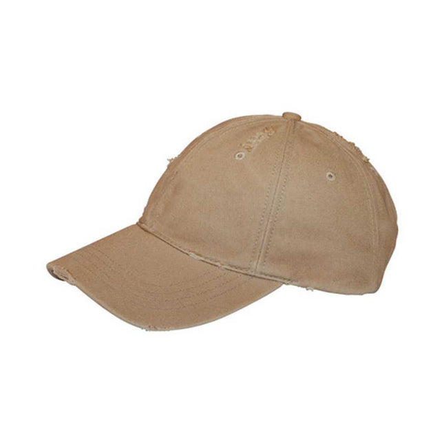 Low Profile Washed Cotton Twill Distressed Cap – Tea-Stained Vintage Dad Hat with Frayed Bill & Adjustable Strap