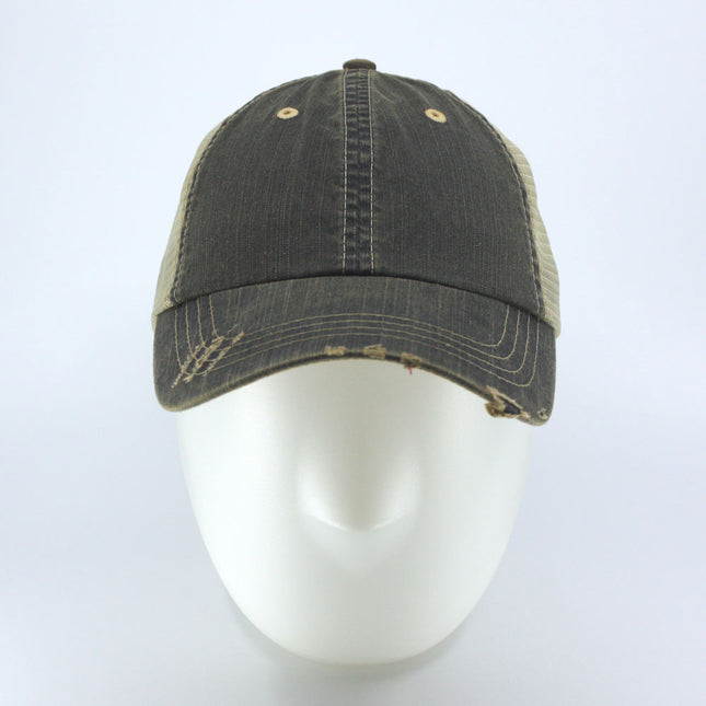 Distressed Trucker Hat – Soft Mesh, Dirty Wash Unstructured Low Profile Adjustable Dad Hat Baseball Cap