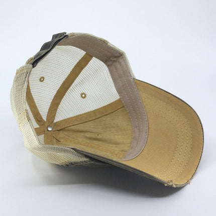 Distressed Trucker Hat – Soft Mesh, Dirty Wash Unstructured Low Profile Adjustable Dad Hat Baseball Cap