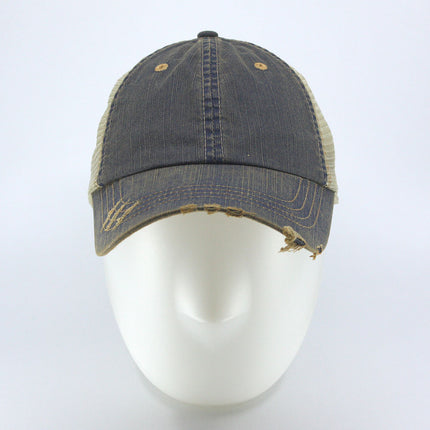 Distressed Trucker Hat – Soft Mesh, Dirty Wash Unstructured Low Profile Adjustable Dad Hat Baseball Cap