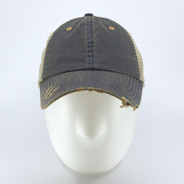 Distressed Trucker Hat – Soft Mesh, Dirty Wash Unstructured Low Profile Adjustable Dad Hat Baseball Cap
