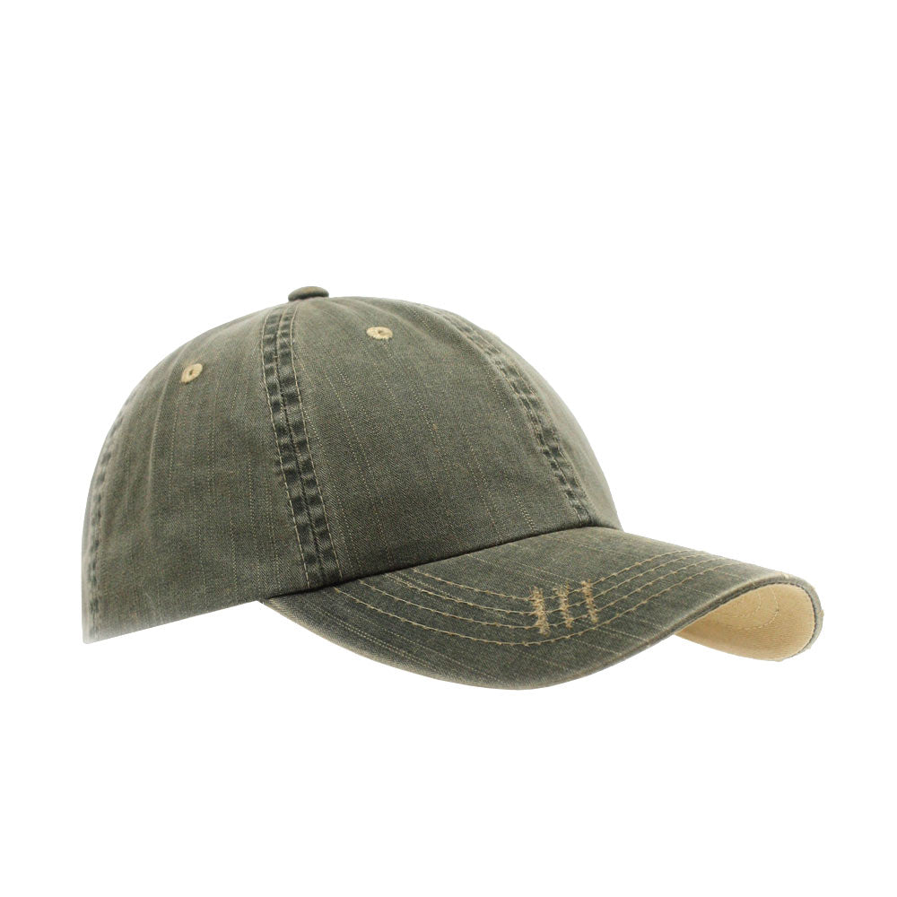 Distressed Dirty Wash Herringbone Cotton Adjustable Baseball Cap