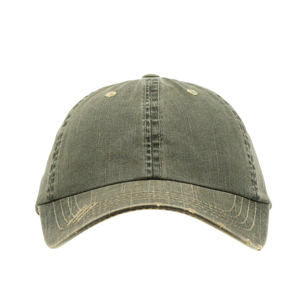 Distressed Dirty Wash Herringbone Cotton Adjustable Baseball Cap - Ooh ...