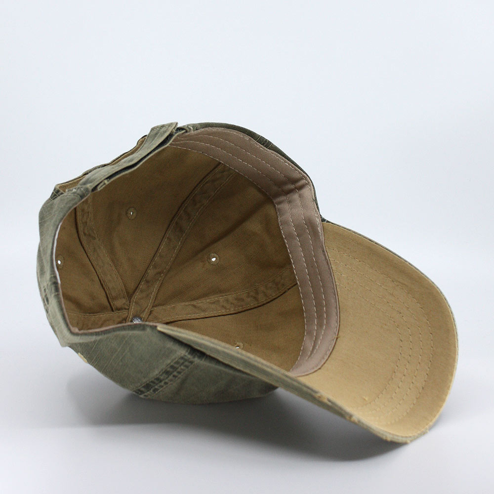 Distressed Dirty Wash Herringbone Cotton Adjustable Baseball Cap