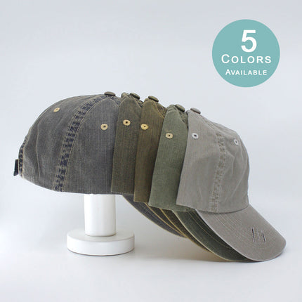 Distressed Dirty Wash Herringbone Cotton Adjustable Baseball Cap