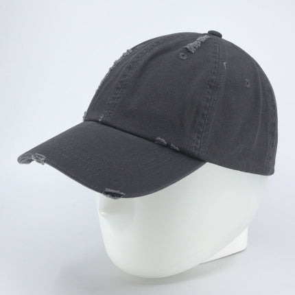 Low Profile Distressed Cotton Twill Cap – Vintage Washed 6-Panel Dad Hat, Unstructured, Frayed Bill, Adjustable Hook & Loop Strap