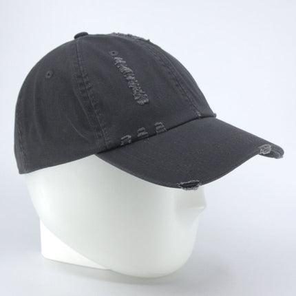 Low Profile Distressed Cotton Twill Cap – Vintage Washed 6-Panel Dad Hat, Unstructured, Frayed Bill, Adjustable Hook & Loop Strap