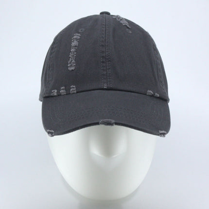 Low Profile Distressed Cotton Twill Cap – Vintage Washed 6-Panel Dad Hat, Unstructured, Frayed Bill, Adjustable Hook & Loop Strap