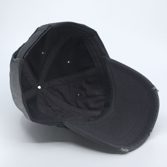 Low Profile Distressed Cotton Twill Cap – Vintage Washed 6-Panel Dad Hat, Unstructured, Frayed Bill, Adjustable Hook & Loop Strap