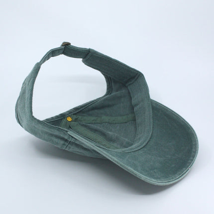 Ponytail Open Back Washed Cotton Adjustable Baseball Pickleball Sports Cap
