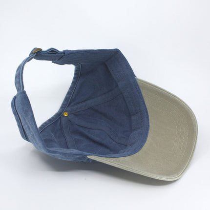 Ponytail Open Back Washed Cotton Adjustable Baseball Pickleball Sports Cap