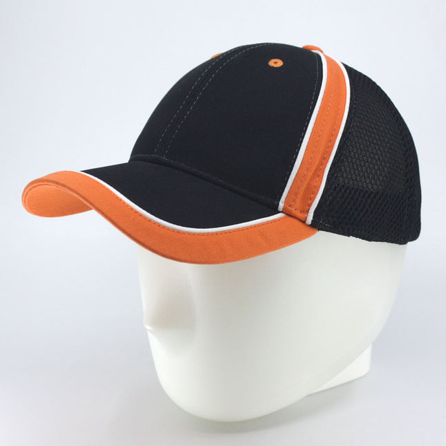 Brushed Canvas Mesh Baseball Cap Structured Flex Fit