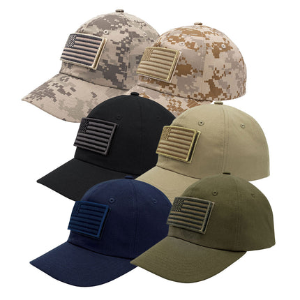 US Flag Tactical  Loop Patch Military Unstructured Cotton Baseball Cap