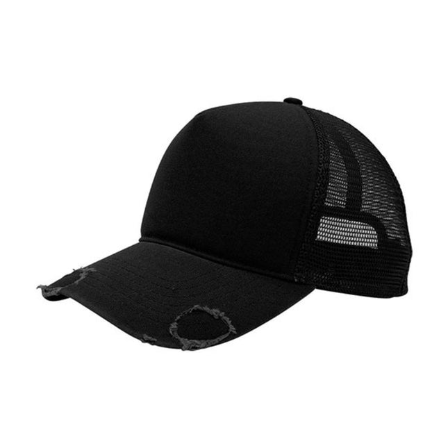 Distressed Cotton Twill Mesh Adjustable Trucker Baseball Cap