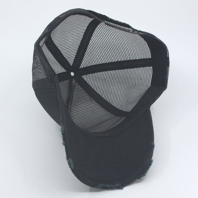 Distressed Cotton Twill Mesh Adjustable Trucker Baseball Cap