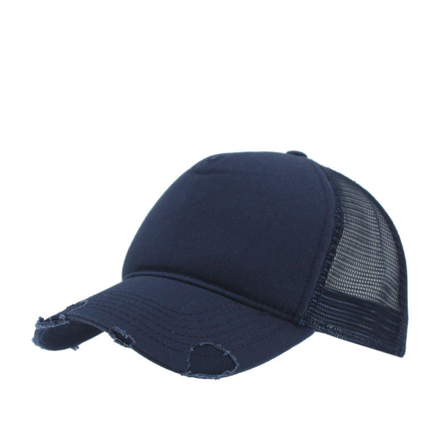 Distressed Cotton Twill Mesh Adjustable Trucker Baseball Cap