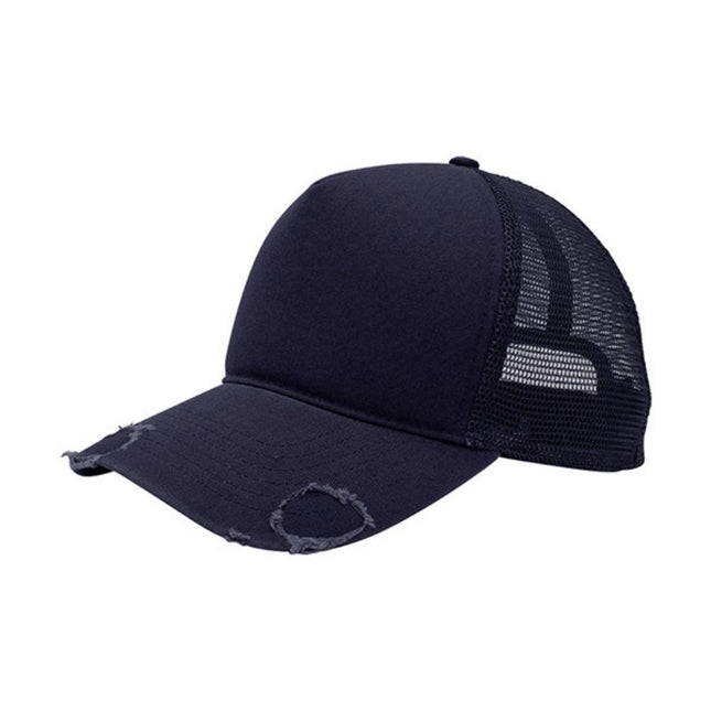 Distressed Cotton Twill Mesh Adjustable Trucker Baseball Cap