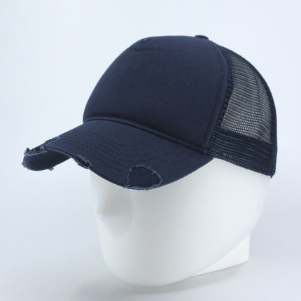 Distressed Cotton Twill Mesh Adjustable Trucker Baseball Cap