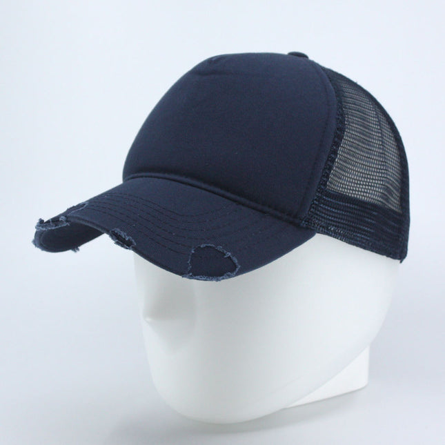 Distressed Cotton Twill Mesh Adjustable Trucker Baseball Cap