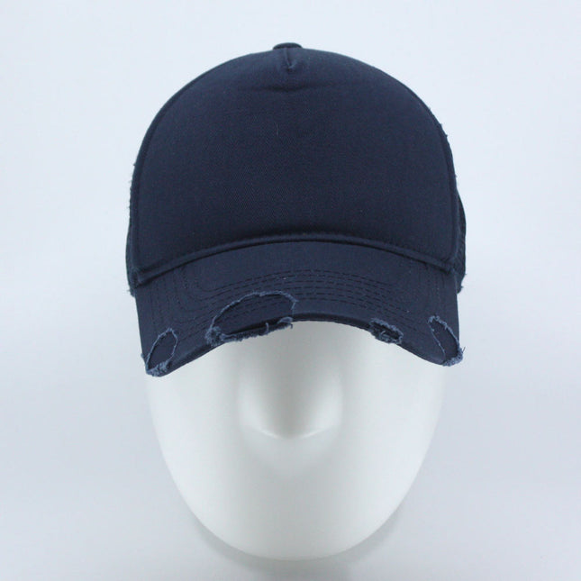 Distressed Cotton Twill Mesh Adjustable Trucker Baseball Cap