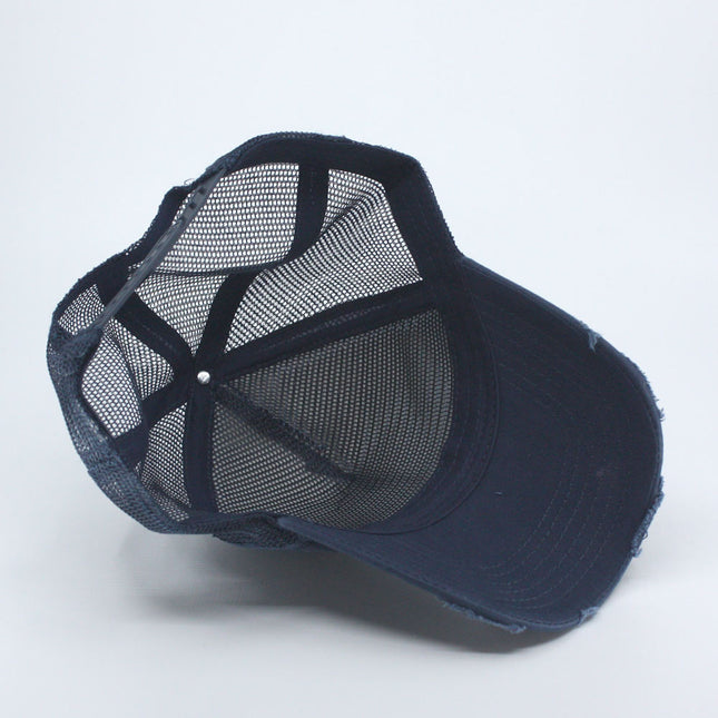 Distressed Cotton Twill Mesh Adjustable Trucker Baseball Cap