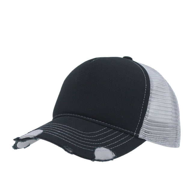 Distressed Cotton Twill Mesh Adjustable Trucker Baseball Cap