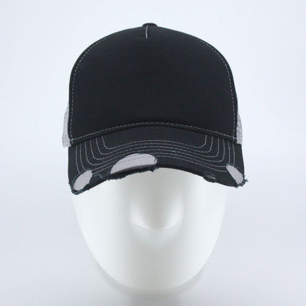 Distressed Cotton Twill Mesh Adjustable Trucker Baseball Cap
