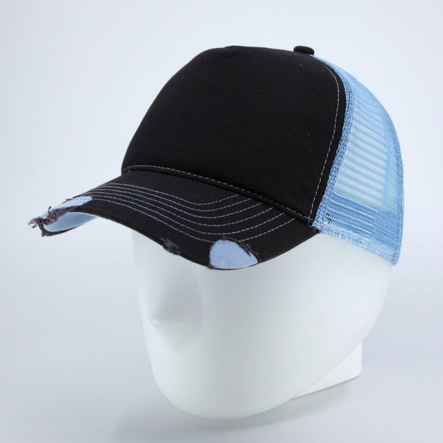 Distressed Cotton Twill Mesh Adjustable Trucker Baseball Cap