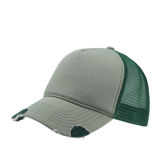 Distressed Cotton Twill Mesh Adjustable Trucker Baseball Cap